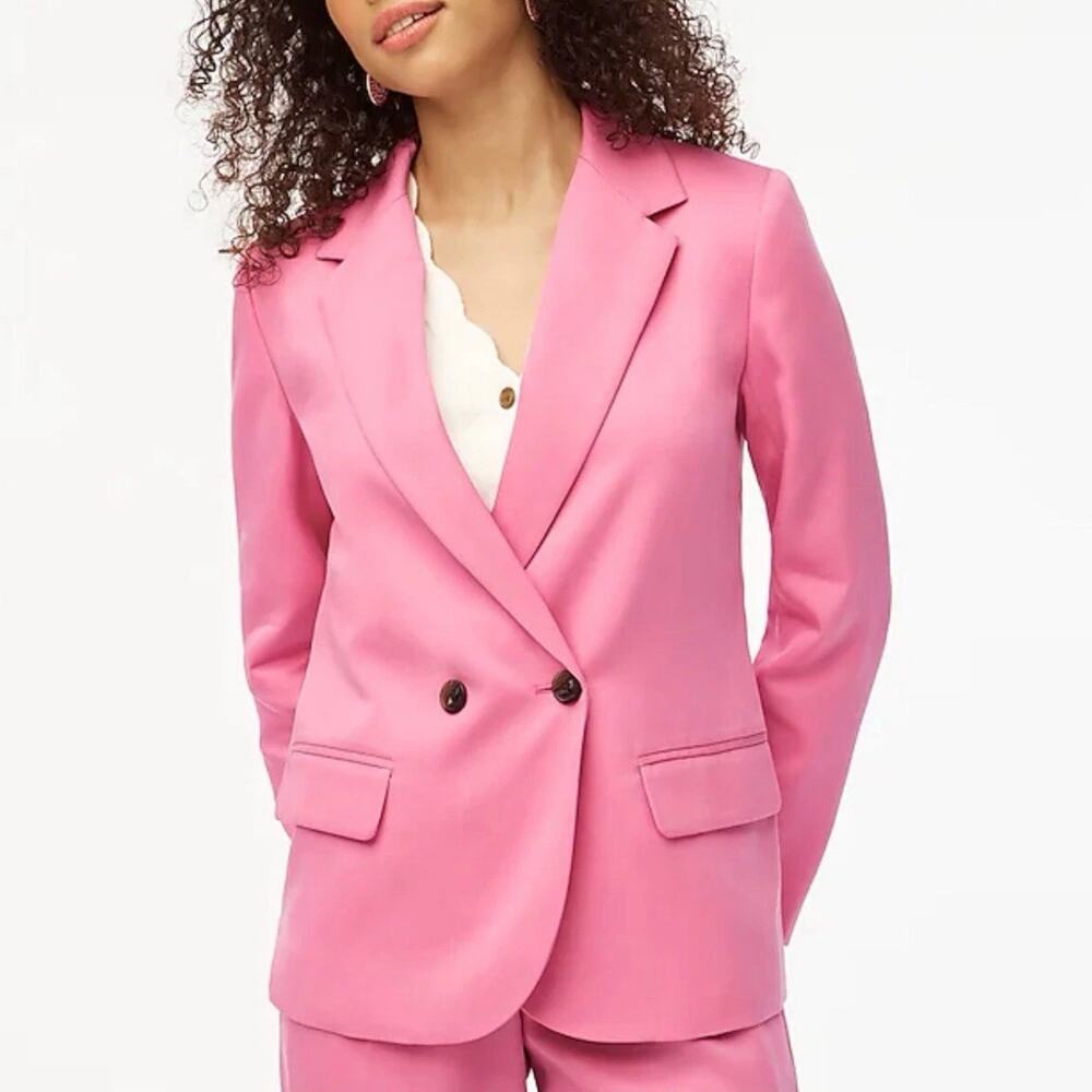 J. Crew Drapey Twill Double Breasted Pink Blazer Jacket Size 10 Corpcore